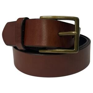 Eddie Bauer Belt Mens 38 Italian Leather Brass Buckle Casual USA Made Preppy